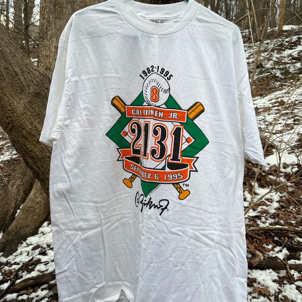 Vintage 1995 Cal Ripken Jr 2131 Baltimore Orioles Men's XL T-Shirt Oneita MLB
